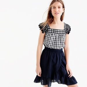 NWT J. Crew Black White Gingham Tassel Top 10